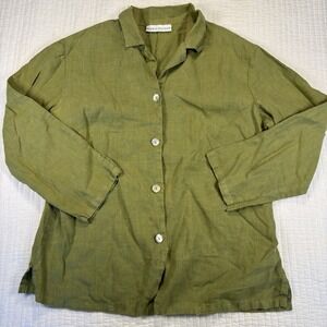Bryn‎ Walker Button Up Shirt Women's Medium Green Long Sleeve Made in USA